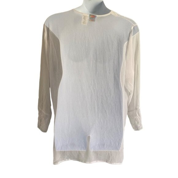 Sand N Sun Sheer White Long Sleeve Swim Cover Up 1X - Picture 7 of 7